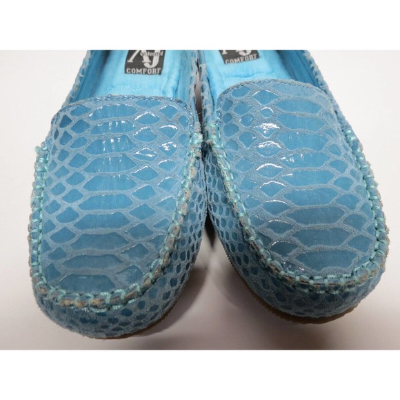AJ Valenci Faux Snakeskin Wedge Leather Loafers Slip On Shoes Sz 8W - Picture 5 of 11